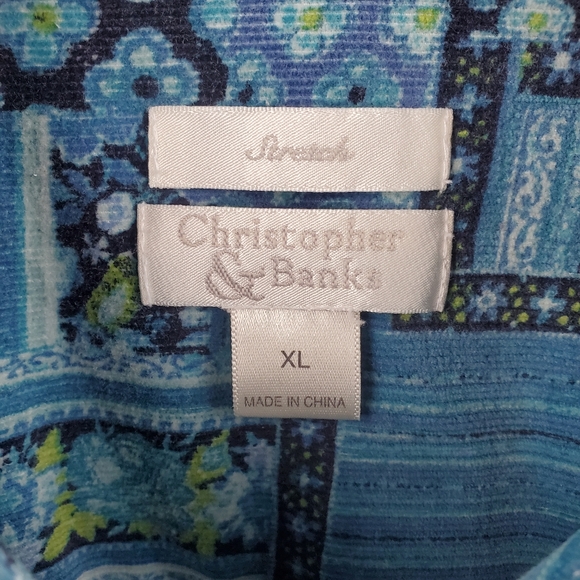 Christopher & Banks Patchwork Women’s Blue Blazer Size XL - Picture 3 of 7